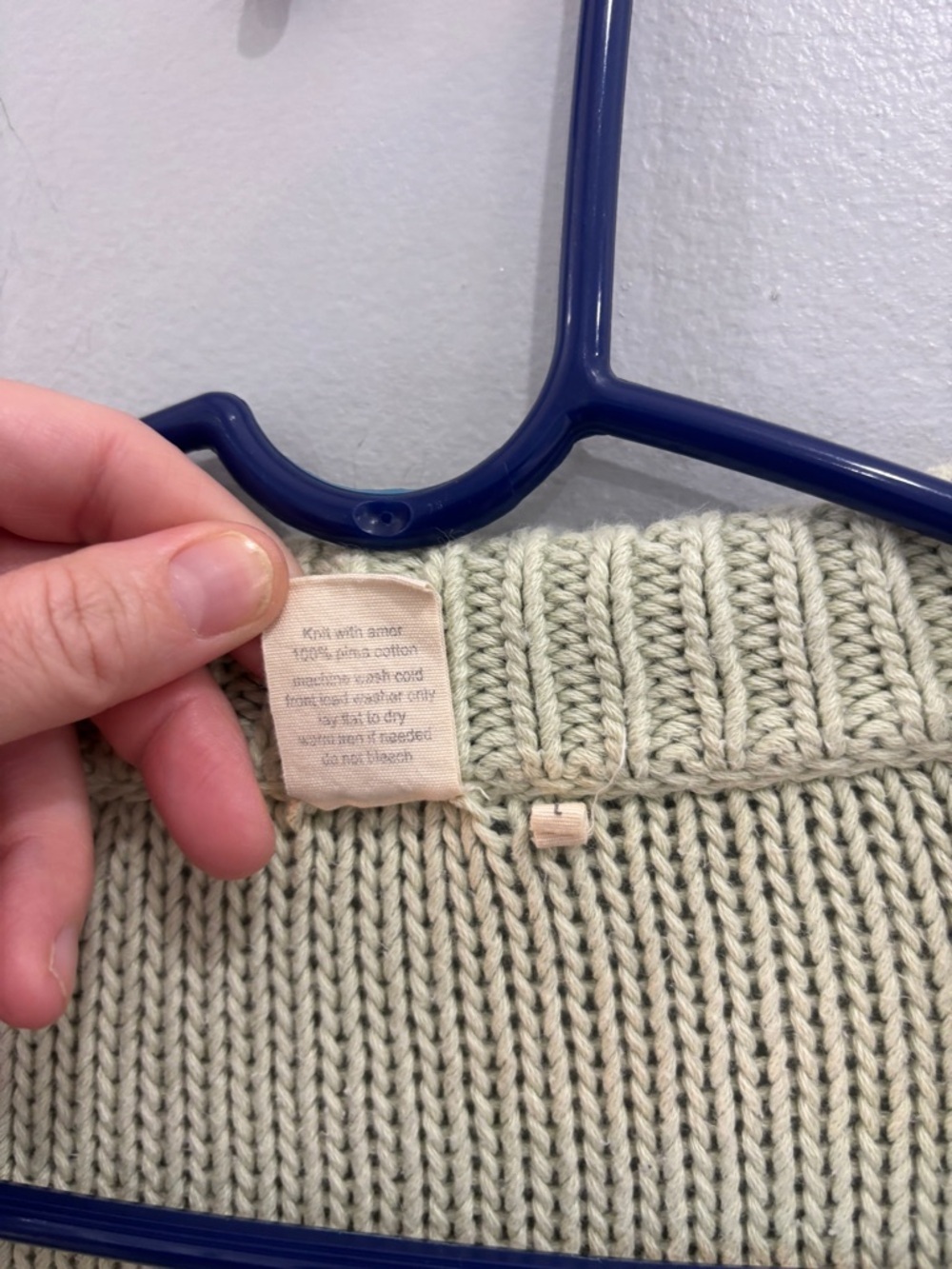 SHXT That I Knit Cozy Pale Sage Green Button-Up Cardigan Pima Cotton Large - Picture 6 of 9